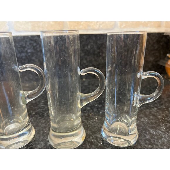 Vintage Set Of 4 Tall 3 3/4" Liqueur Glasses With Handles MCM Glasses - Picture 3 of 5
